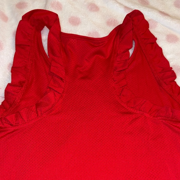 SSYS Red Ruffle Racerback Active Tank Top - Picture 6 of 7
